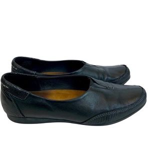 Black Leather Taos Comfort Slip On Loafers